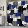thumbnail image 5 of Modern Abstract Art Shower Curtain, Navy Gray Black Rectangular Geometric Waterproof Shower Curtain Set with 12 Hooks Lightweight Bath Curtains Fabric Bathroom Decor 72x78 Inches, 5 of 9