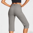 thumbnail image 4 of Womens Stretchy High Waisted Capris with Pockets, Button Fly Straight Leg Pants for Business Casual Tummy Control Gray S-XXL,Size S, 4 of 5
