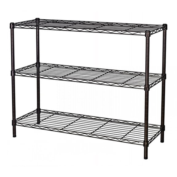Standing Shelving Units, 36" W x 14" D x 32" H Metal Storage Shelves, Adjustable Carbon Steel Wire Shelving Rack Display Shelf for Garage Bathroom Kitchen Home Office (3-Tiers, Black)