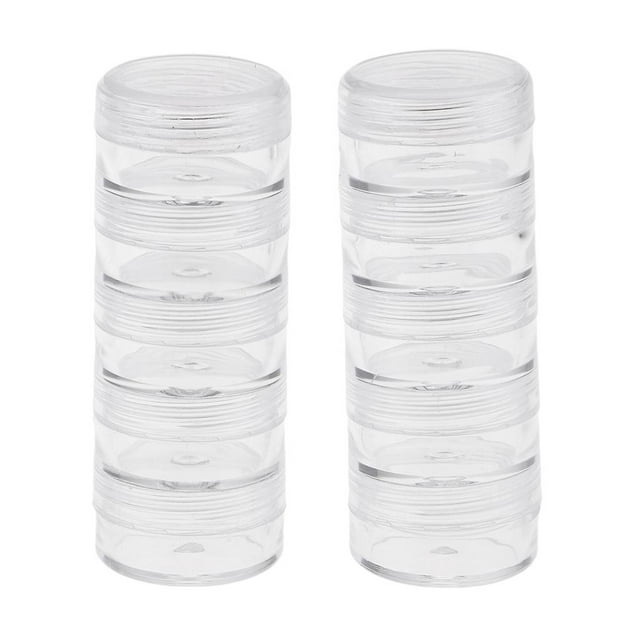 Caja de almacenamiento de joyería apible redonda transparente de 10 uds. 77x27mm Zulema Contenedores apilables de almacenamiento