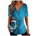 thumbnail image 2 of Fiudx Ropa de Mujer Blusa Superior con Botones de Color Sólido y Cuello Redondo, Informal, Cómoda Ya La Moda para Mujer, 2 of 5