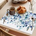 thumbnail image 3 of Teal Blue Eucalyptus Placemats Set of 6 Spring Garden Floral Leaves Botanical Place Mats Indoor Wipeable Table Mats Washable Dining Table Placemats for Kitchen Holiday Party Home Decor 13x19 Inch, 3 of 9