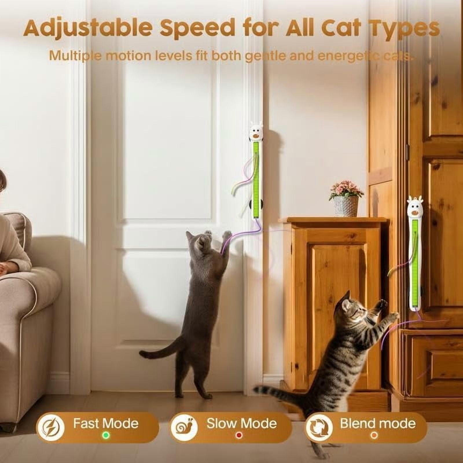 Auto Motion Flying Rope Cat Toy from Lazy to Crazy, Wall Mounted Electric Interactive Cat Toy for Indoor Cats, Hands-Free Motion, Boredom Relief & Daily Exercise (Blue)