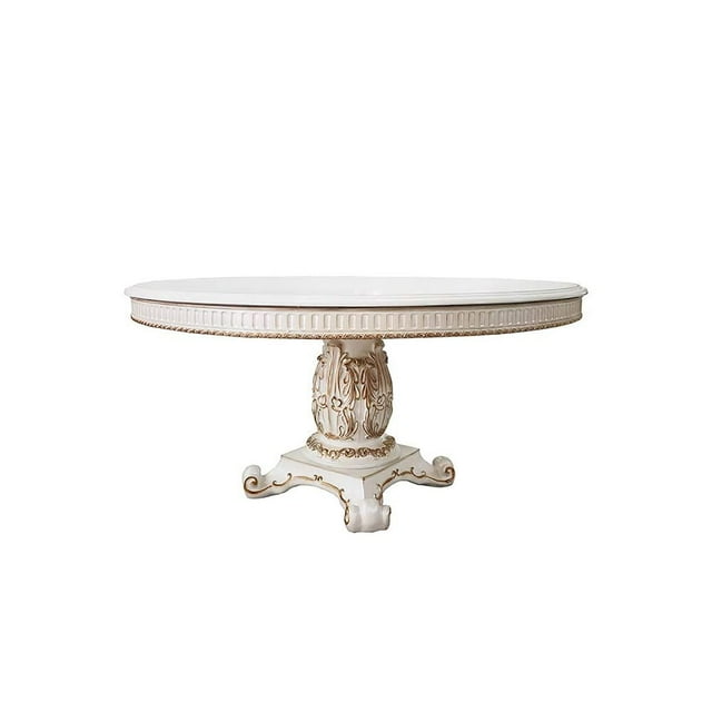 Acme Furniture Round Dining Table, Antique Pearl