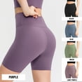 thumbnail image 2 of Pantalones cortos de yoga para mujer Cintura alta Control de barriga Bolsillo trasero Elástico, 2 of 8