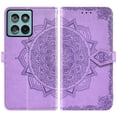 thumbnail image 3 of Asuwish Screen Protector Included Mandala Flower Hard Shell Wallet Cell Phone Case with Tempered Glass Screen Protector for Motorola Moto Edge 60 Fusion, Purple, 3 of 6
