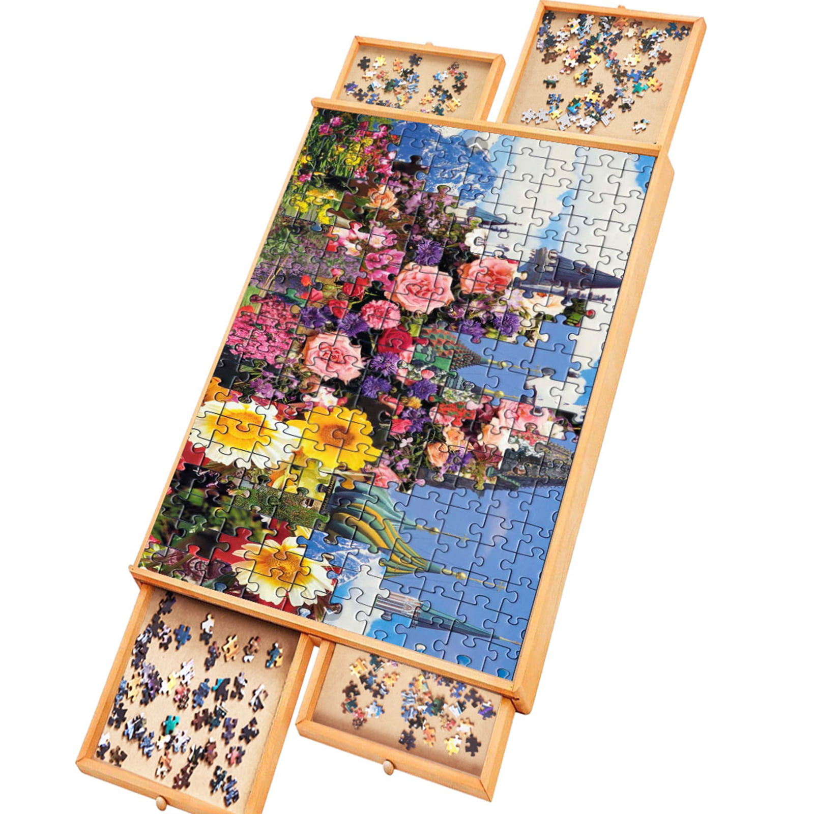  Puzzle Board, Wooden Puzzle Board,Puzzle Tables for Adults,  Puzzle Boards and 4 Storage & Sorting Drawers, 10 Glue Sheet & 4 Hangers, Puzzle  Tray, Puzzle Table, Jumbo Size: 29×21, Up to