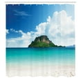 thumbnail image 3 of Ambesonne Island Shower Curtain, South Paradise, 69"Wx84"L, Blue White Cream, 3 of 5