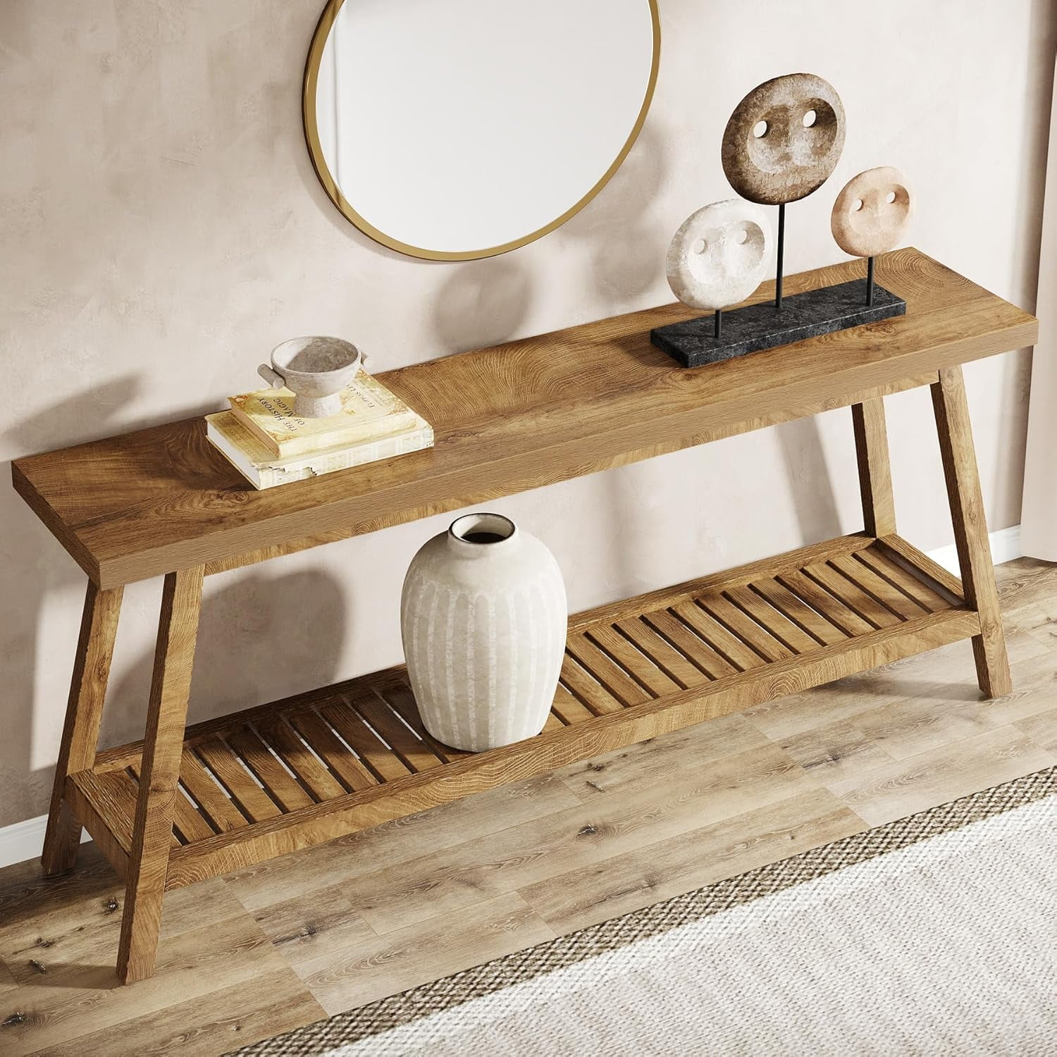Tribesigns Farmhouse Console Entryway Table: 70.9 Inches Console Table for Entrance, 2 Tiers Narrow Long Behind Couch Sofa Table