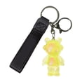 thumbnail image 1 of Impresión de letras acrílicas amarillas, divertido diseño de dibujos animados de anime para bolsos, llaveros unisex, adorable llavero con dije de oso, 1 of 8