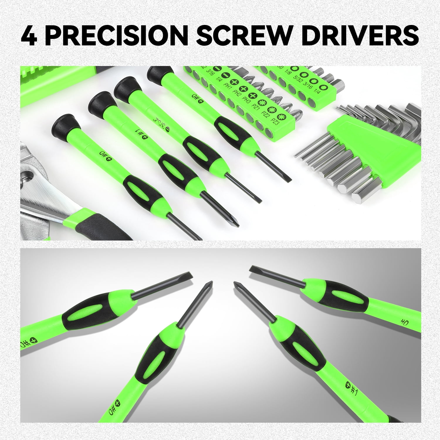 39Pcs Home Repair Hand Tool Set Toolbox Bit Drive Plier Hammer Scissor Hex Key Househeld Garage Garden Office DIY Green