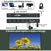Video Wall Controller 2x2 HDMI/DVI 4K – Combine 4 TVs into One Display, Rotate, Extra Audio, IR Remote
