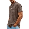thumbnail image 4 of Xdegoge Mens Vintage Washed Henley T Shirt Short Sleeve Casual Athletic Fit Button Down Placket Tee With Chest Pocket Summer Outdoor Everyday Basic Workout Tops Shirts, 4 of 6