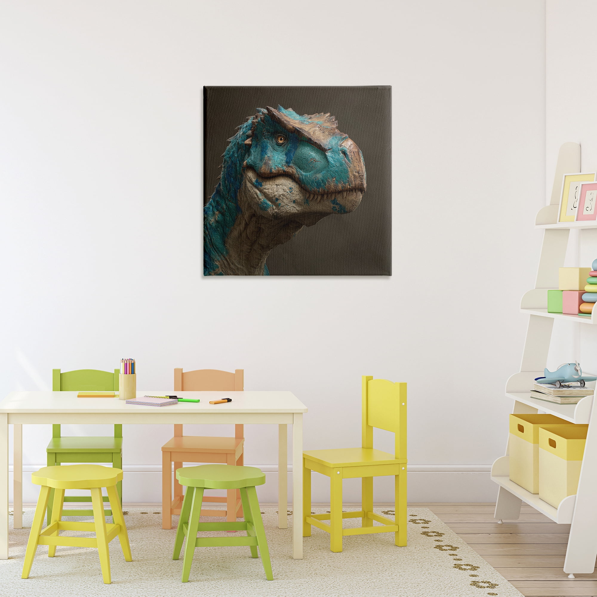 Stupell Industries Cerulean Scaled Dinosaur Detail Canvas Wall Art, design by Wumples
