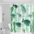 thumbnail image 2 of Green White Waterproof Fabric Cloth Shower Curtain for Bathroom Decor Seaweed Fishes Machine Washable Cloth Bath Kids Girls Bath Shower Curtains with Hooks 72x72 inches, 2 of 6