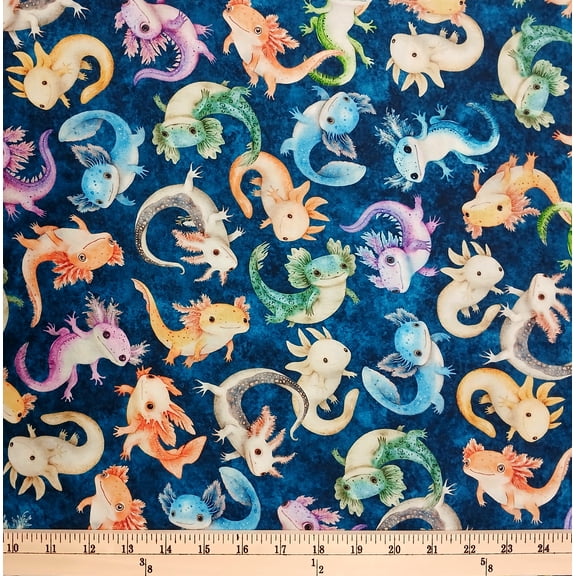 Cotton Cuties 2 A Lotta Axolotls Animals Creatures Sea Ocean Cute Quilting Treasures Cotton Fabric Print by the Yard (2600-31452-Q)