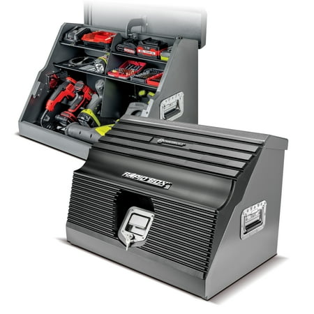 UPC: 0028907546599 | Powerbuilt 26 Inch Rapid Box Portable Slant Front Power Tool Grey Locker Box – 941805E