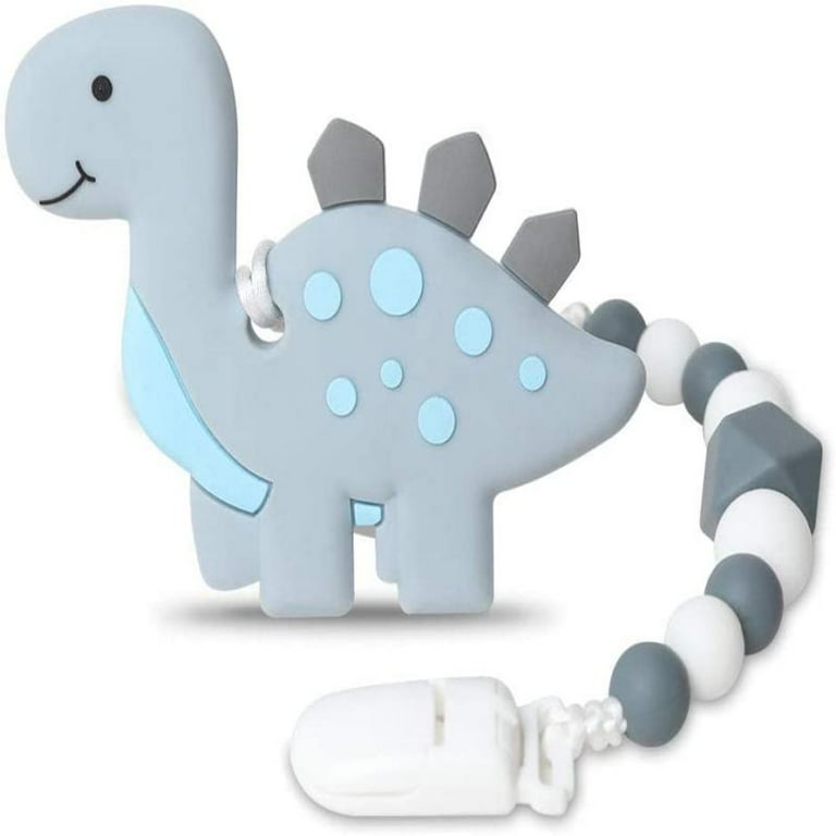 SUTENG Baby Dinosaur Teething Toys BPA Free Food Grade Silicone Teether with Pacifier