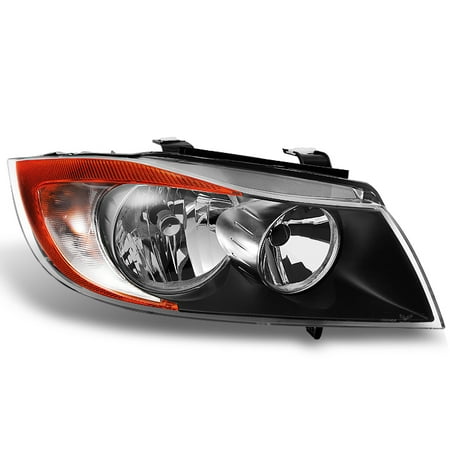 E90 Sedan - Fit 06-08 BMW 3 Series E90 Sedan Halogen Black Passenger Replacement Headlight