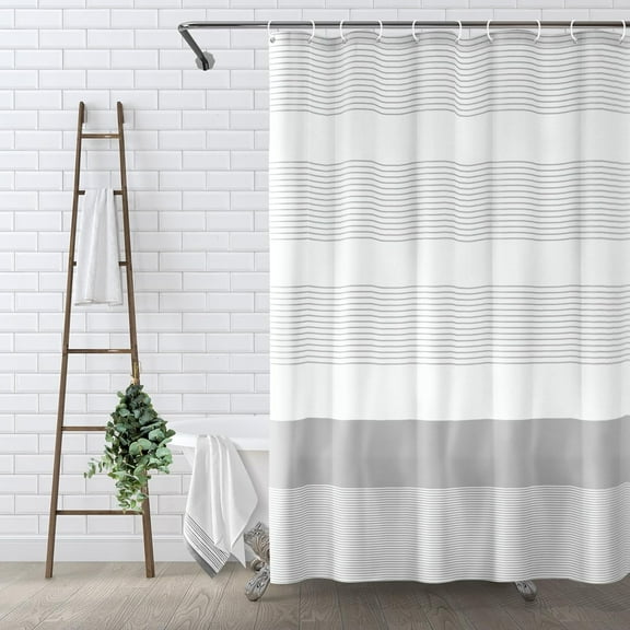 CAILDANL Boho Sage Green Shower Curtain for Bathroom Stripe Tassel Shower Curtain 72 X 72 Inches Farmhouse Linen