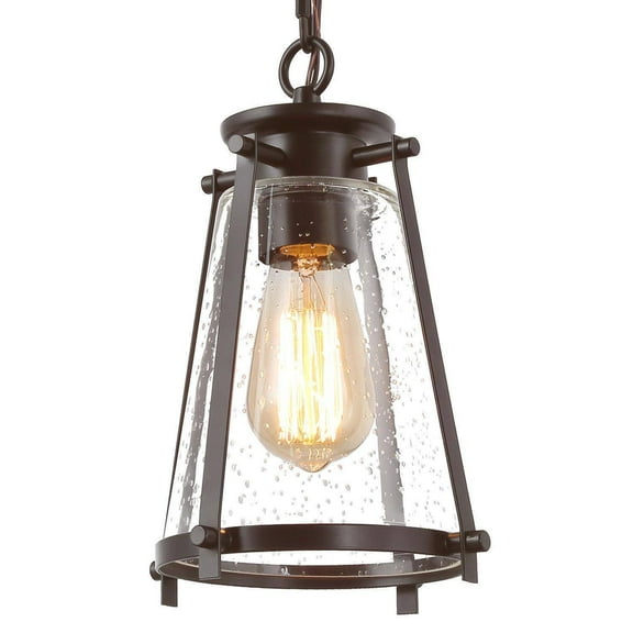 LNC Modern Oil Rubbed Bronze Mini Pendant with Seeded Glass, LED Kitchen Island Light