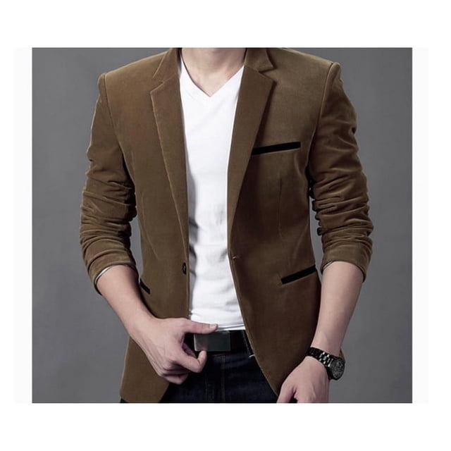 Traje casual de pana de primavera y otoño para hombre, traje de negocios ajustado para jóvenes, chaqueta de hombre