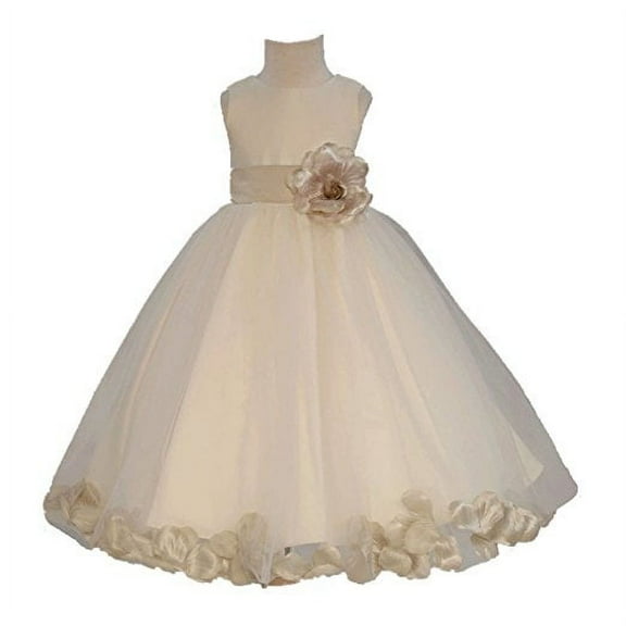 Ekidsbridal Ivory Tulle Rose Petals Junior Flower Girl Dress Pretty Princess Formal Photoshoot Communion Baptism Wedding Gown 302S 10