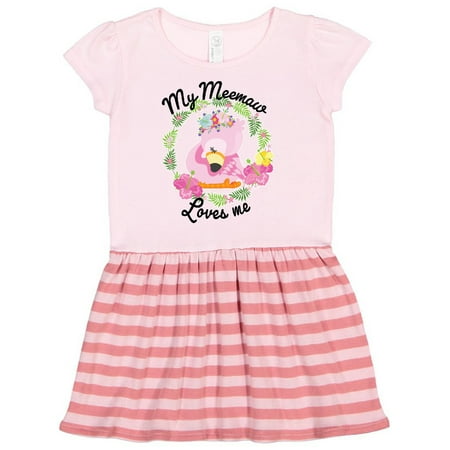 

Inktastic Baby Flamingo My Meemaw Loves Me with Flower Wreath Gift Toddler Girl Dress