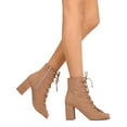 thumbnail image 2 of New Women Shoe Republic LA Gloria Faux Suede Peep Toe Lace Up Chunky Heel Bootie, 2 of 3