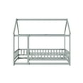 thumbnail image 6 of Twin Size Floor Bed with Roof and Fence, Wood House Bed Frame for Bedroom, Easy Assemble, No Box Spring Needed, Grey, 6 of 8
