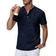 thumbnail image 2 of DDAPJ pyju Men's Short Sleeve Henley Shirt Vintage Distressed Casual Workout Tees Lightweight Summer Collarless Golf Shirts Prime Sales Navy XXXL, 2 of 8