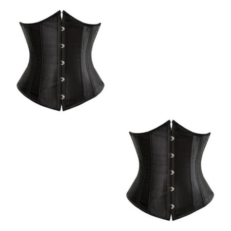 mmirethe Women s Lace-Up Waist Trainer Underbust Corset Shapewear Elegant  and Flattering black 5XL 2Set 