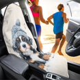thumbnail image 4 of XYZCANDO Car Seat Cover Auto Protector, Compatible with Van Front Seats, Car Seat Towel Cover Fit for Trucks SUVs(Bernese Mountain Puppy in Snow 1pcs), 4 of 6