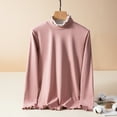thumbnail image 4 of Winter clothing for women Winter Tops For Women Crew Neck Lined Thermal Thermal Underwear Slim Tops Long Sleeve Thermal Shirts Color Block Tops, 4 of 6