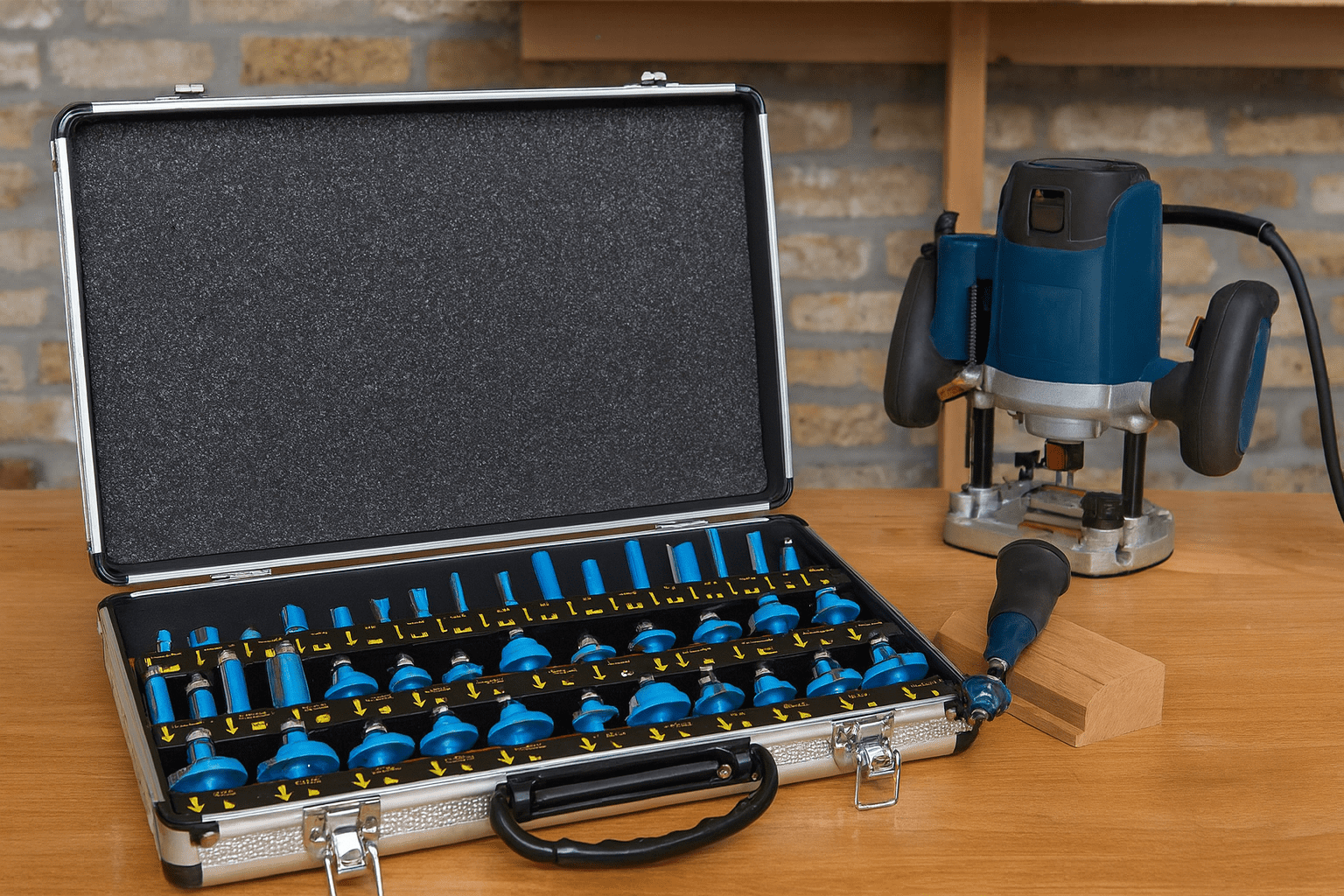 Voyager Tools 35-Piece Carbide-Tipped Router Bit Set with Tungsten Carbide Blades and Aluminum Carrying Case – Fits Wood, Plastic & Composite Materials