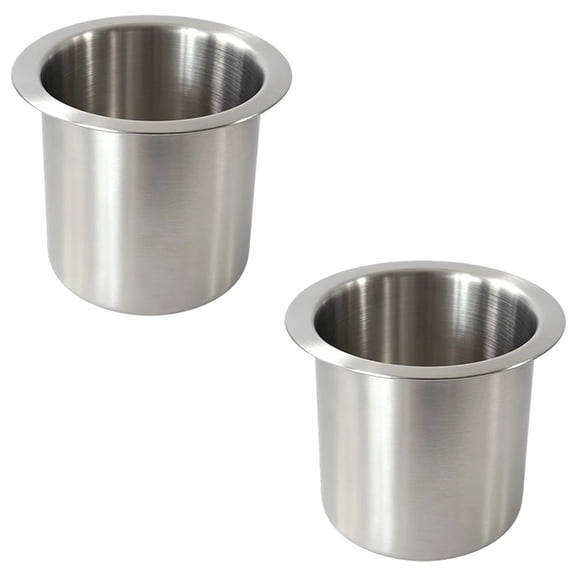 2 pieces of Stainless Steel Cup Holder Inserts, Recessed Replacement Cup Holders for Sofa Recliner, Boat, Bench, Table and RV