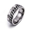 thumbnail image 1 of 1pc Men's Titanium Steel Roman Numeral Spinner Chain Ring Silver 10, 1 of 6