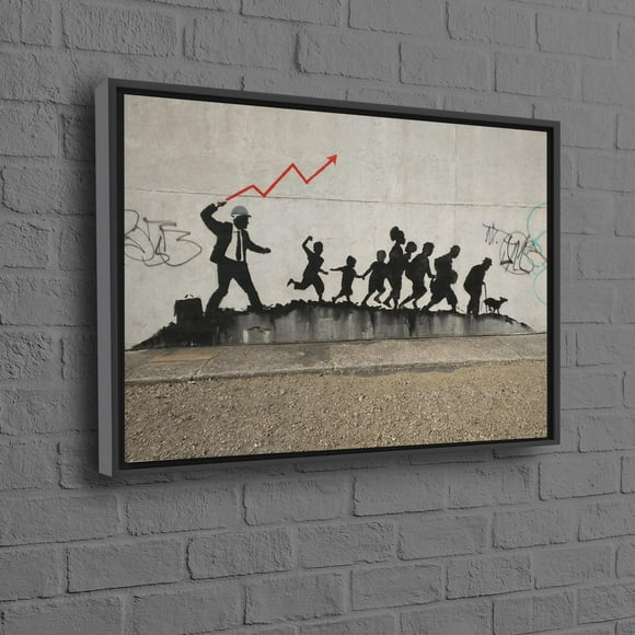 Banksy Art Graffiti-Inspired 3D Canvas Print Featuring Capitalism Stockmarket Theme Captured On Coney Island Avenue In New York City For Abstract Art Lovers