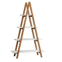 Bookshelf A-Frame Ladder Display Solid Bamboo Wood