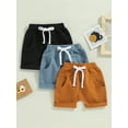 thumbnail image 2 of Bagilaanoe 3 Pack Toddler Baby Boys Shorts 6M 12M 18M 24M 3T Kids Casual Summer Solid Color Drawstring Short Pants, 2 of 5