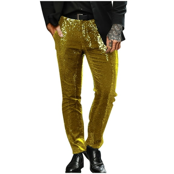 HomeGardon Mens Pants Men's Trousers Casual Trousers Men's Sequined Trousers,S-XXL