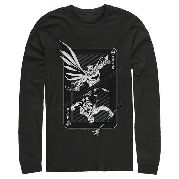 Men's Batman Hero vs Villain Playing Card  Long Sleeve Shirt Black Large