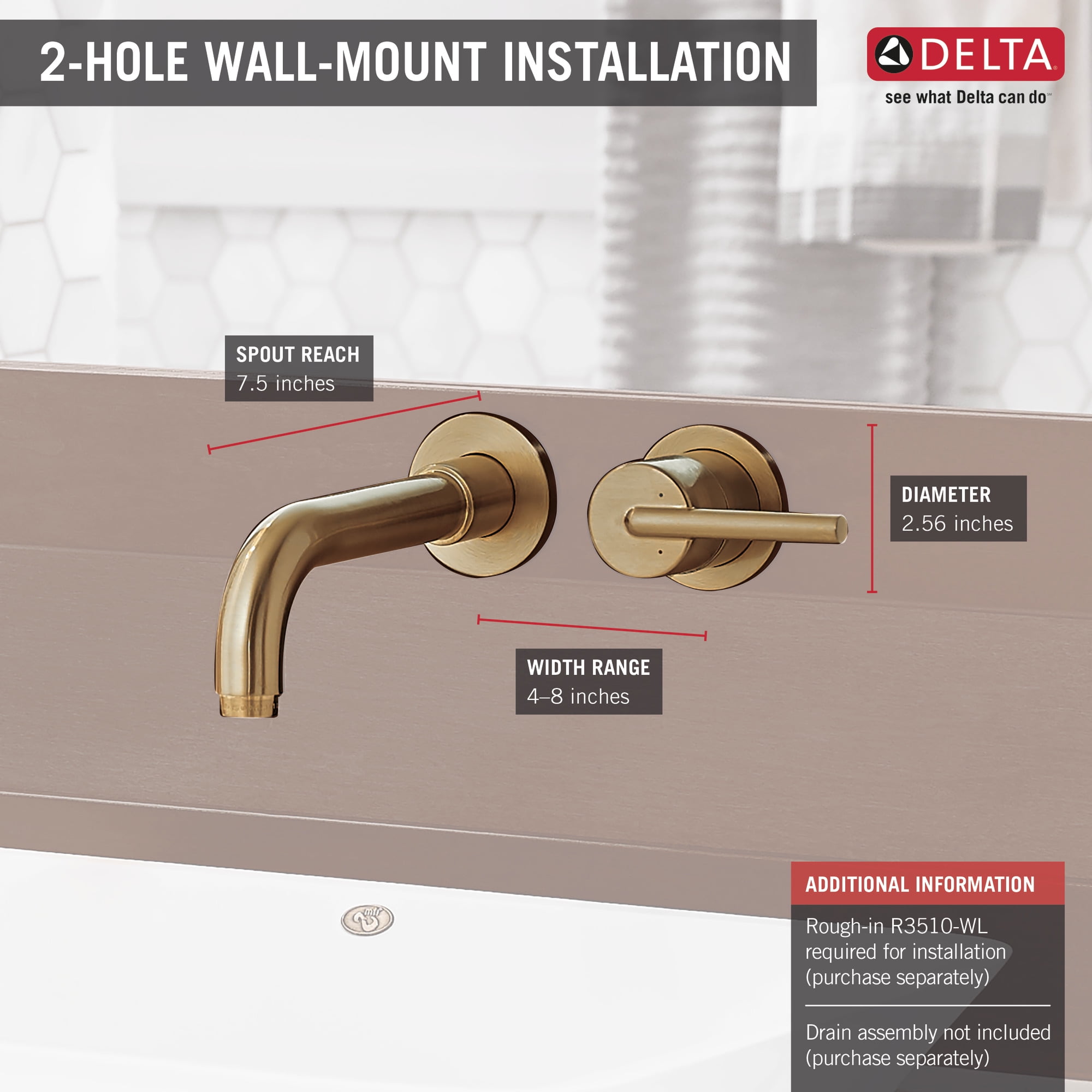 Delta Trinsic Single Handle Wall-Mount Bathroom Faucet Trim in Chrome  (Valve Not Included) T3559LF-WL - Walmart.com