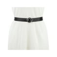 thumbnail image 4 of INSPIRE CHIC Women's Leather Belts Black Waist Belt with Pin Buckle for Dress Jeans Two Sizes Round Silver Buckle, 4 of 6