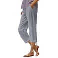 thumbnail image 3 of Outfmvch Linen Pants Women Straight Wide Leg Cropped Linen Pants Women Gauze Pants Pedal Pushers for Women Straight Wide Leg Boho Pants for Women 2026 Yoga Capris with Pockets Dark Gray S-3XL, 3 of 7
