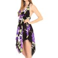thumbnail image 3 of Sakkas Svana Women's V-neck Spaghetti Strap Floral Print Summer Casual Short Dress - B-Purple - One Size, 3 of 5
