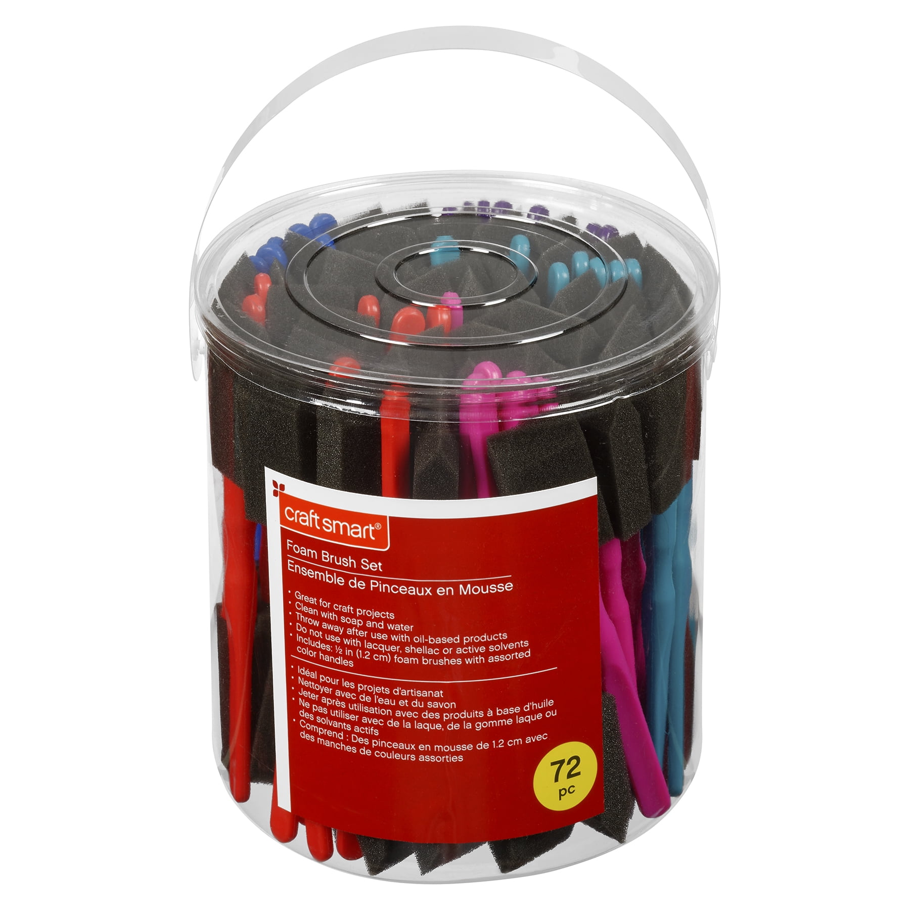Craft Smart 72 Sheets (216 Total) 1" Foam Brush Set - Great for Staining, Painting, Projects, Arts & Crafts - Bulk 3 Pack