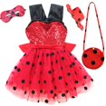 thumbnail image 1 of Disfraz De Anime Lady Bug Para Niños Niña Lunares Rojos Malla Lentejuelas De Lujo Vestido De Princesa De Halloween Fiesta De Cumpleaños, 1 of 4