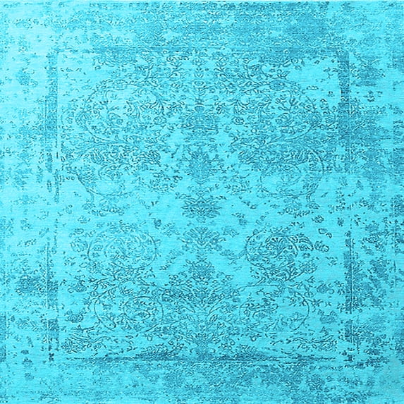 Ahgly Company Indoor Square Oriental Light Blue Industrial Area Rugs, 4' Square