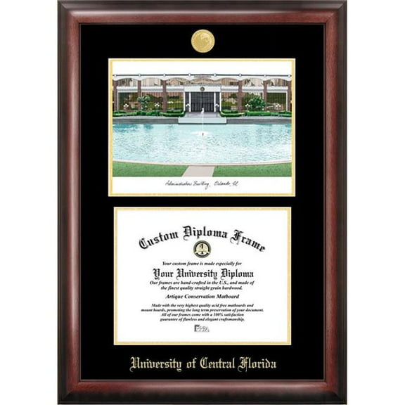 Campus Images FL998LGED-1185 8.5 x 11 in. University of Central Florida Gold Embossed Diploma Satin Mahogany Frame with Lithograph